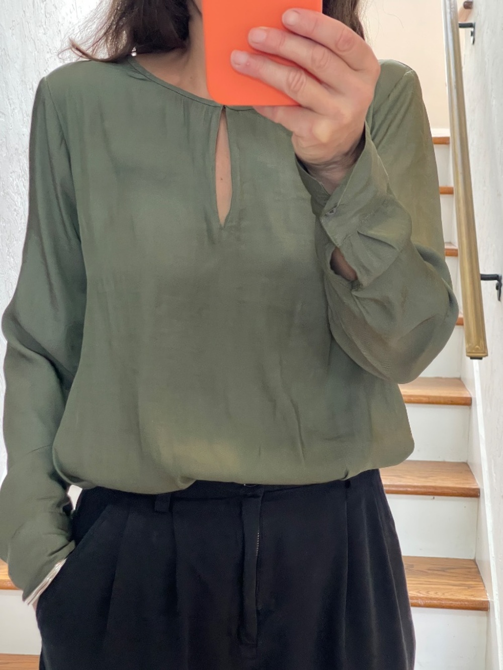 Banana Republic kaki green blouse long sleeve women S